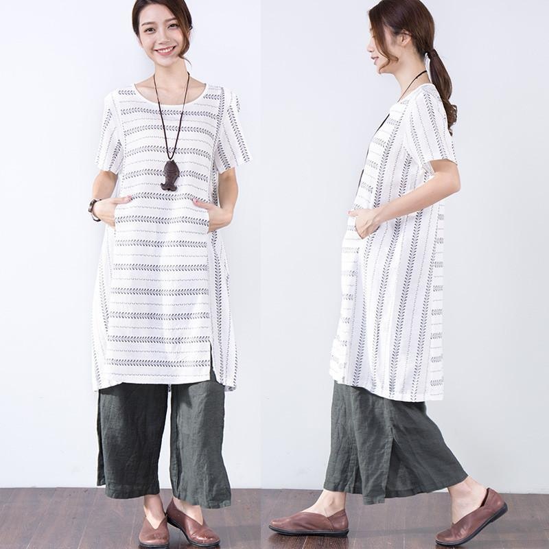 Summer Short Sleeves Women Casual White Dress