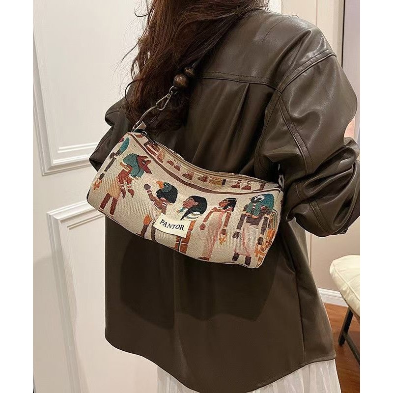 Bohemian Original Design Jacquard Canvas Satchel Bag Handbag