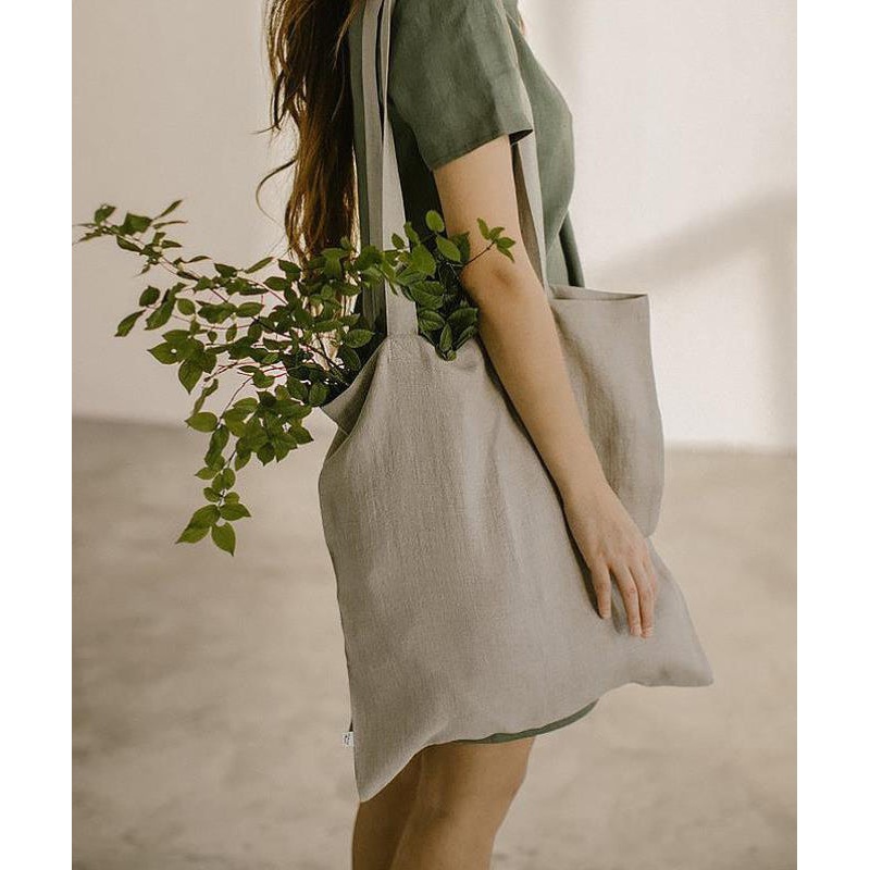 Japanese Style Vacation Large Capacity Linen Shopping Bag