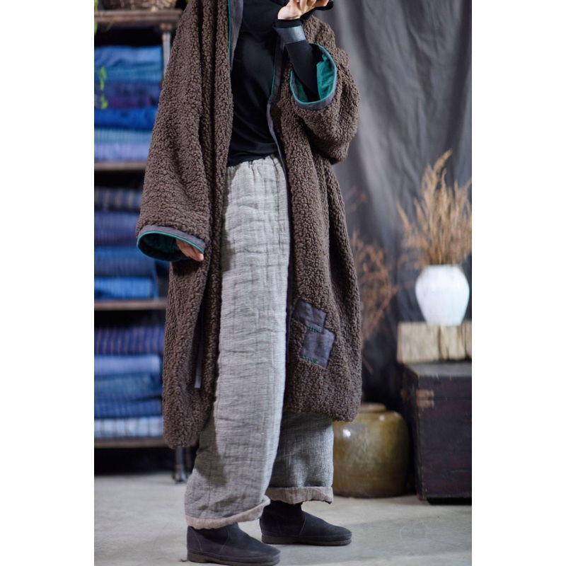 Loose Elastic Waist Vintage Linen Pants Ladies Retro Trousers Solid Color Pants