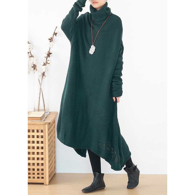 back open Sweater high neck dress outfit Moda blackish green  Hipster knitted tops