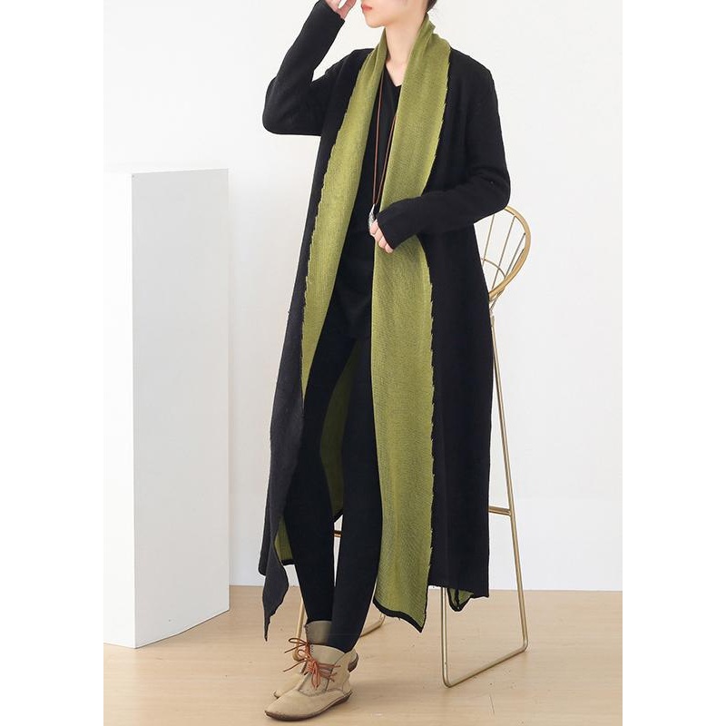 For Work patchwork knit coats Loose fitting v neck wild knit outwear