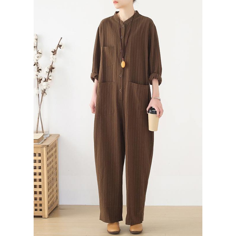 Korean brown style loose plus size women's casual all-match overalls