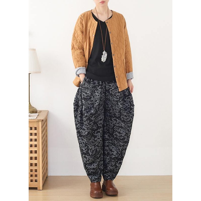 Loose spring Jacquard pant unique black harem pants