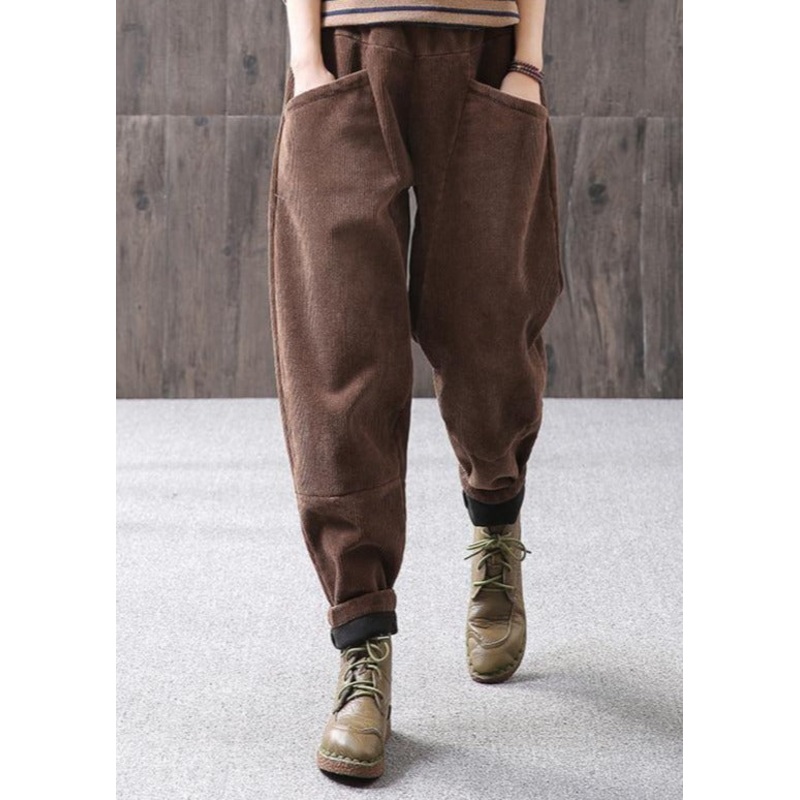 Loose Spring Warm Solid Casual Corduroy Pants