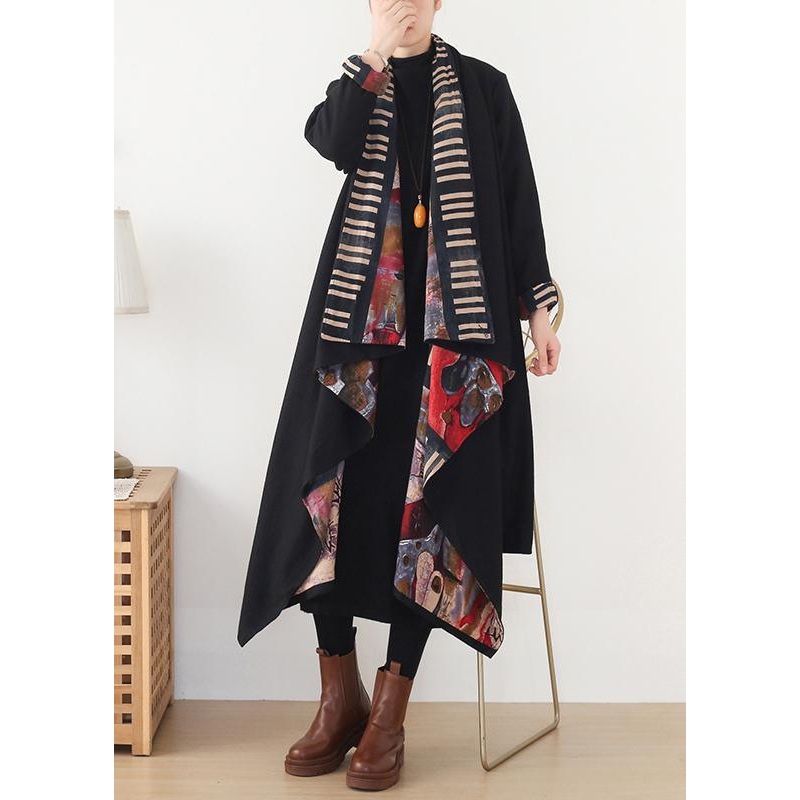 Luxury plus size clothing medium length jackets spring outwear black red patnchwork wool coat