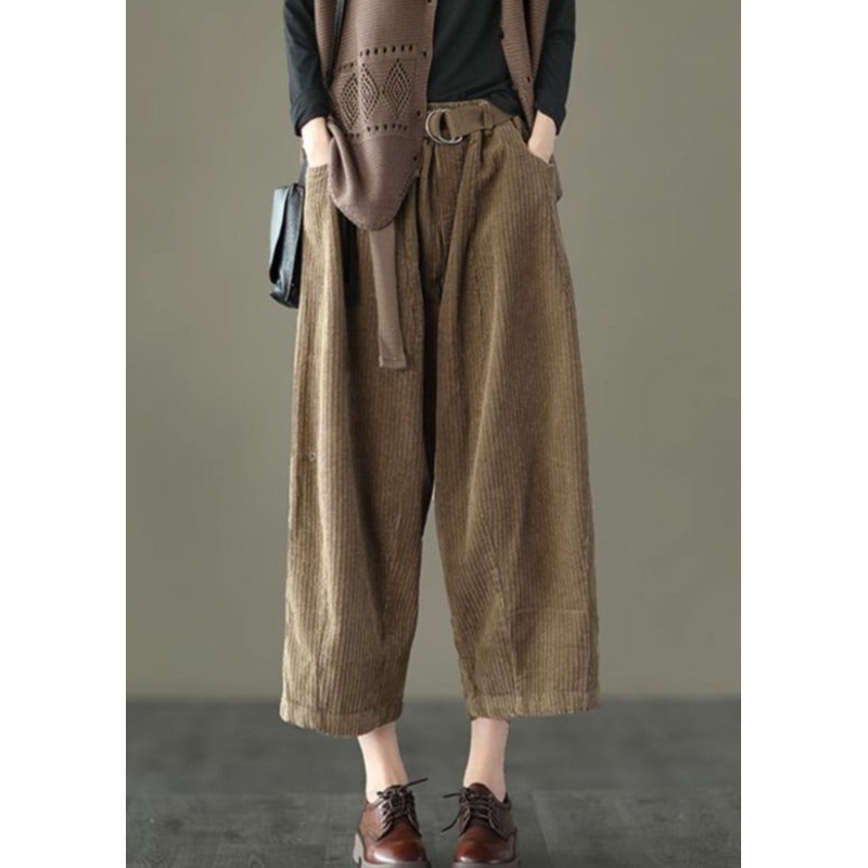 Plus Size Casual Pocket Corduroy DIY Pants