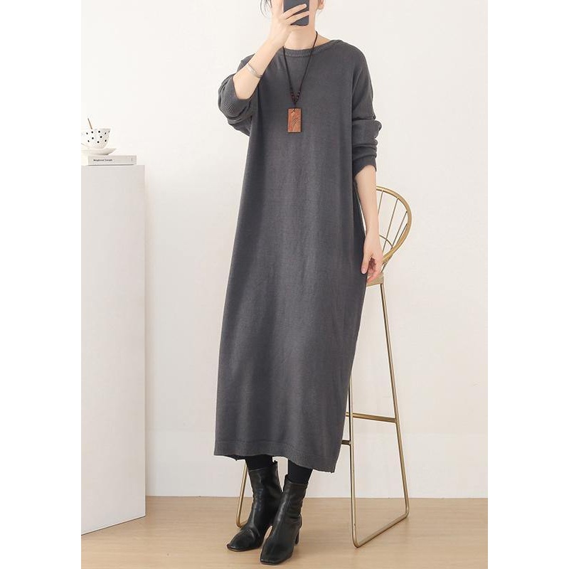Pullover gray Sweater o neck wild Art spring knit dress