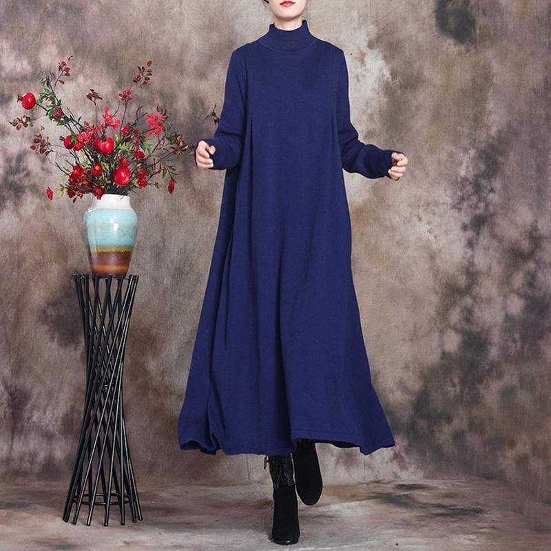 Solid Knitted High Neck Casual Dress ( Limited Stock)
