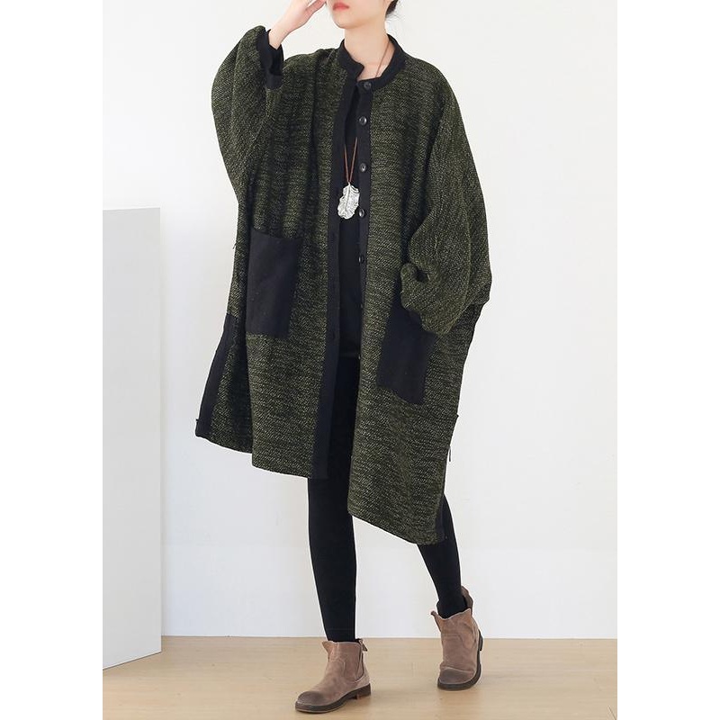 spring army green knit cardigans trendy plus size spring o neck knitted coat