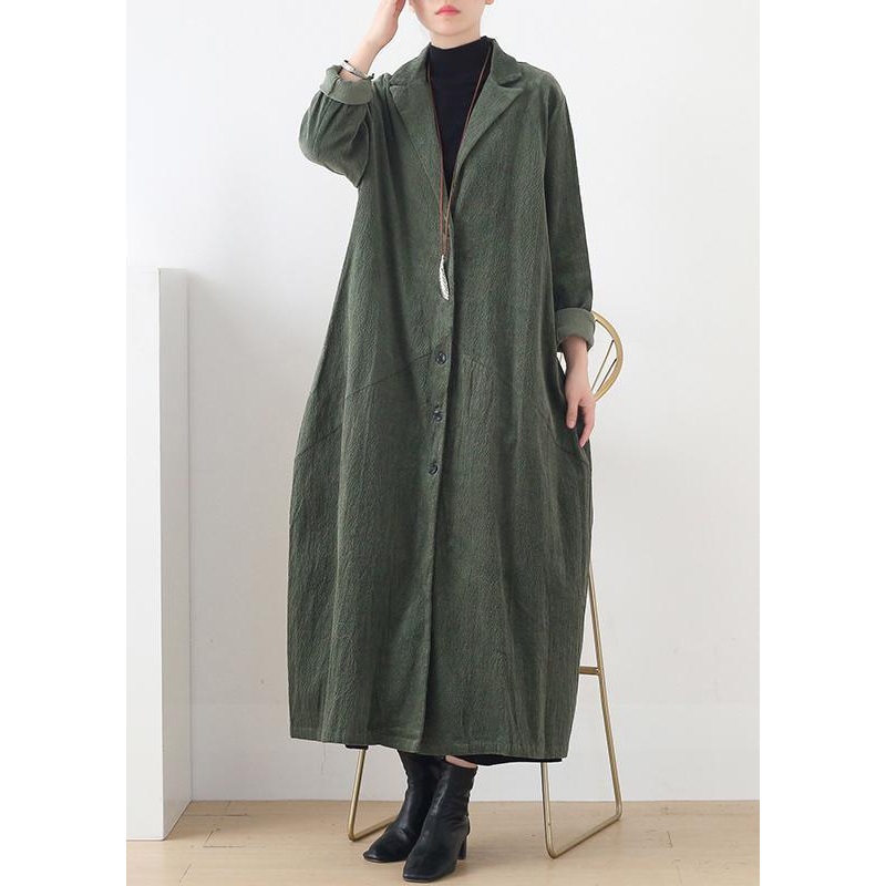 suit collar Fashion striped outfit green loose outwears