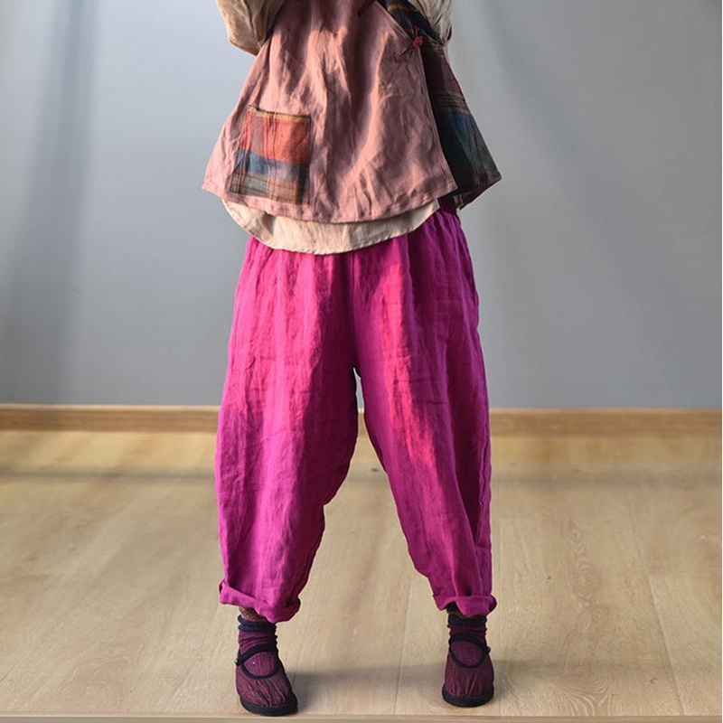 Summer Solid Harem Pants Plus Size 100% Linen Pants