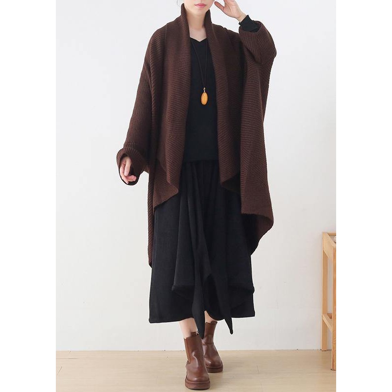 winter new knitted bat sleeve thick knit no button shawl sweater plus size coat
