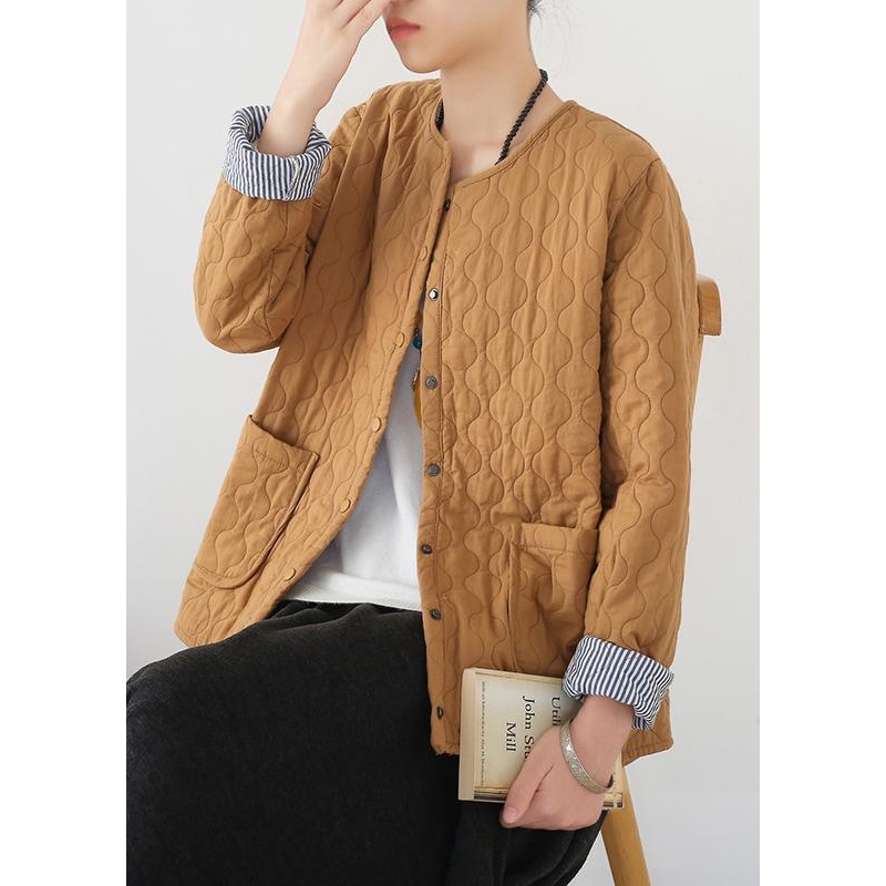 yellow casual Japanese pressure lattice warm quilted jacket all-match lightweight jacket