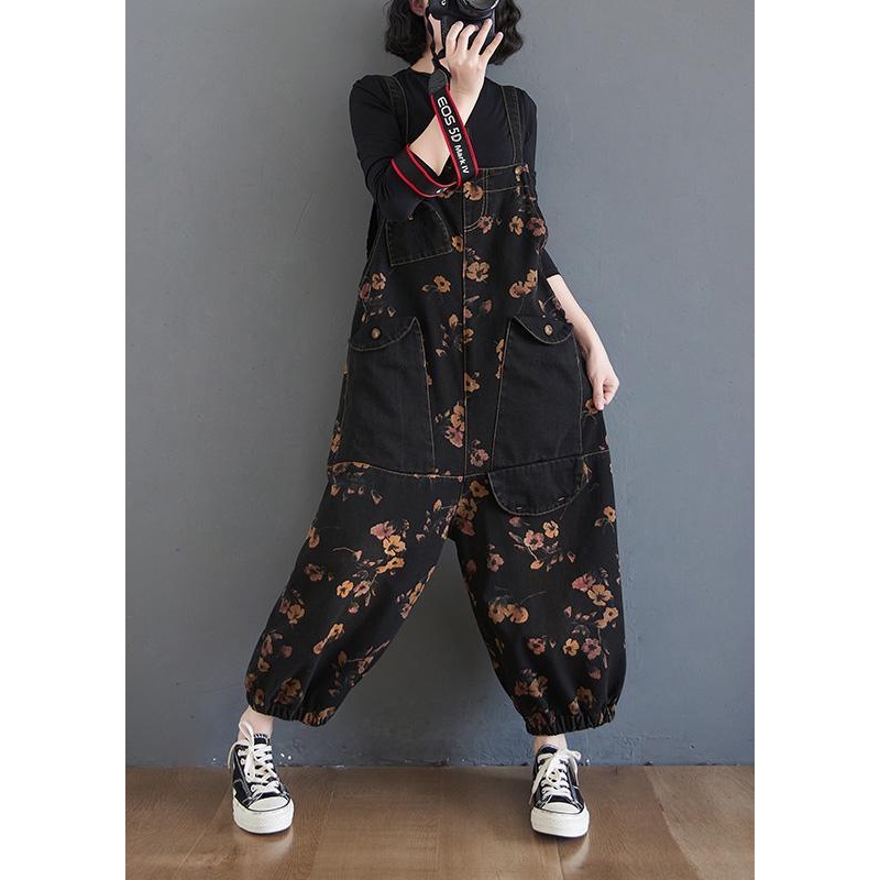 Beautiful Black Print High Waist Unique Spring Jumpsuit Pants ( Limited Stock)