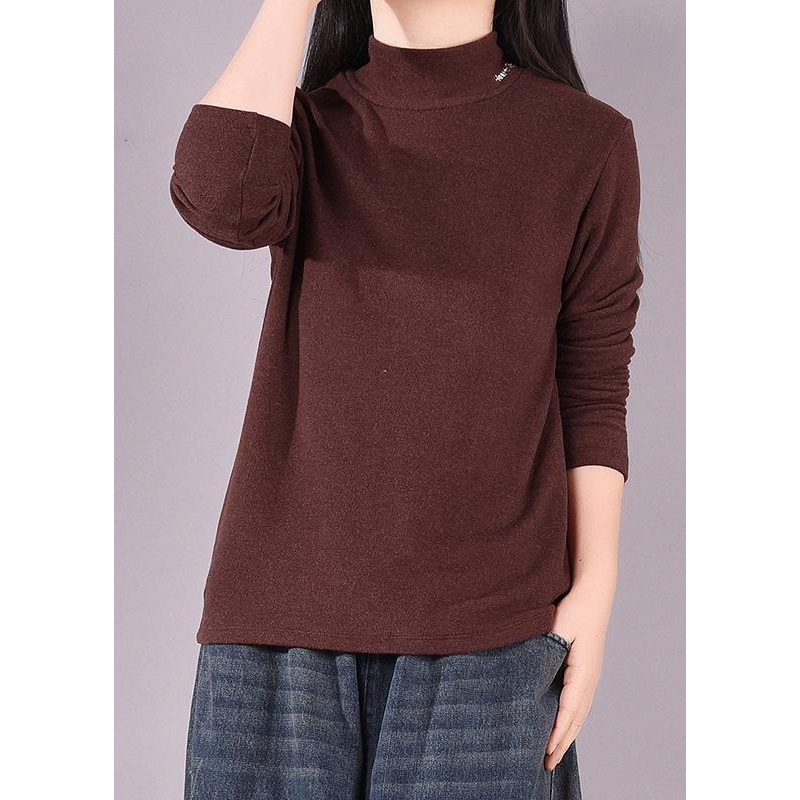 Bohemian Burgundy tunic top High Neck Art Spring shirts
