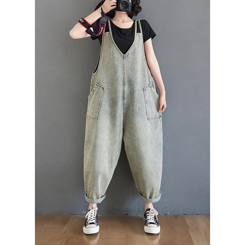Organic Denim Light Blue Casual Pants Plus Size Spring Jumpsuit Pants
