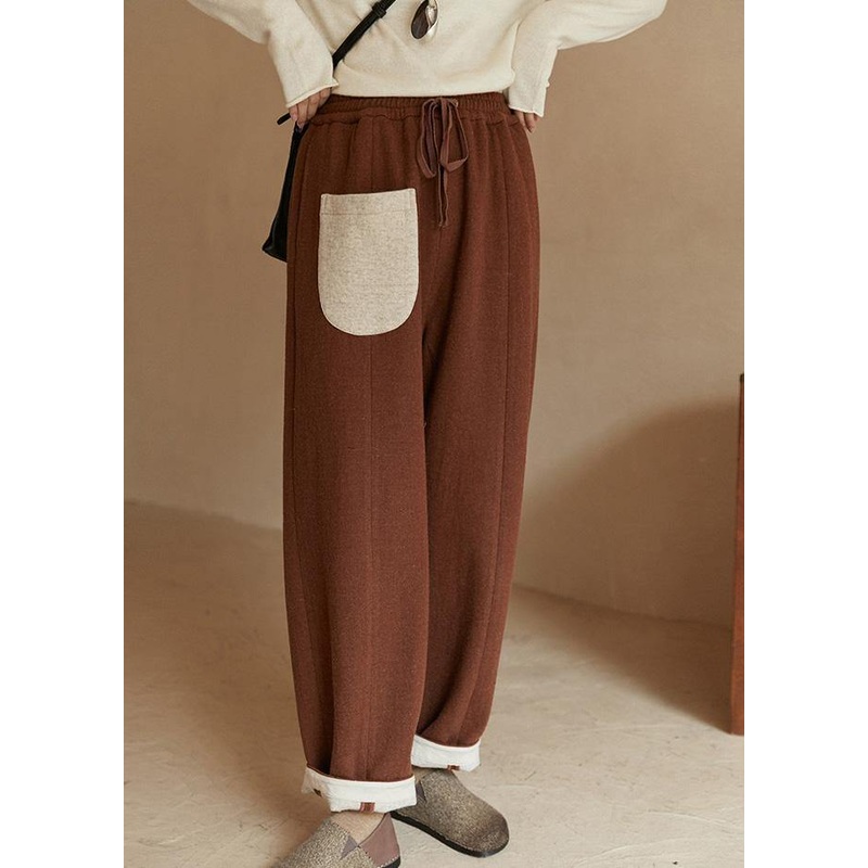 Style Chocolate Pant Spring Elastic Waist Pockets Tutorials Women Trousers