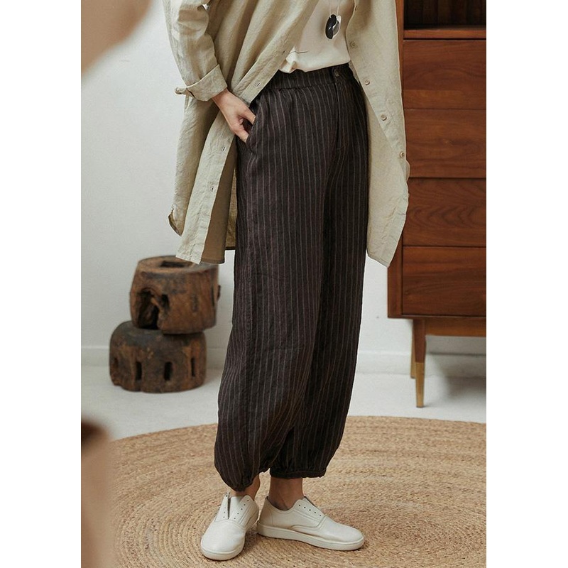 Unique Chocolate Striped Pants Plus Size Clothing Spring Knickerbocker