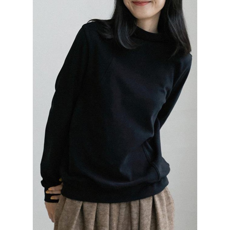 Women Black Tunics High Neck Tunic Spring Blouses ( Limited Stock)