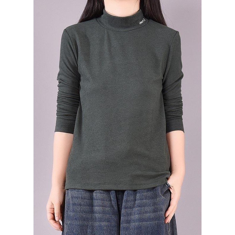 Women High Neck Spring Blouse Tutorials Blackish Green blouses