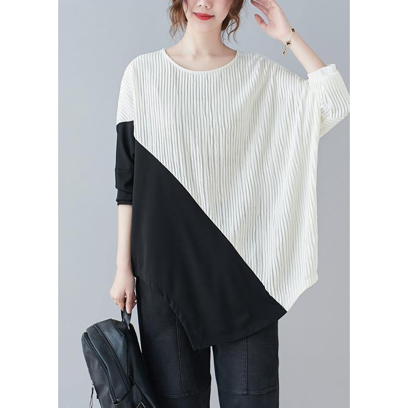 Boutique White U Neck Patchwork Top