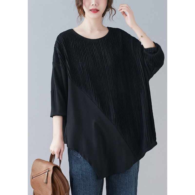 Chic Black Top Half Sleeve