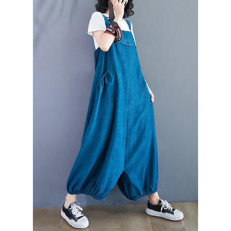 French Blue Oversized Spring Jumpsuit Pants Work Outfits Wide Leg Pants