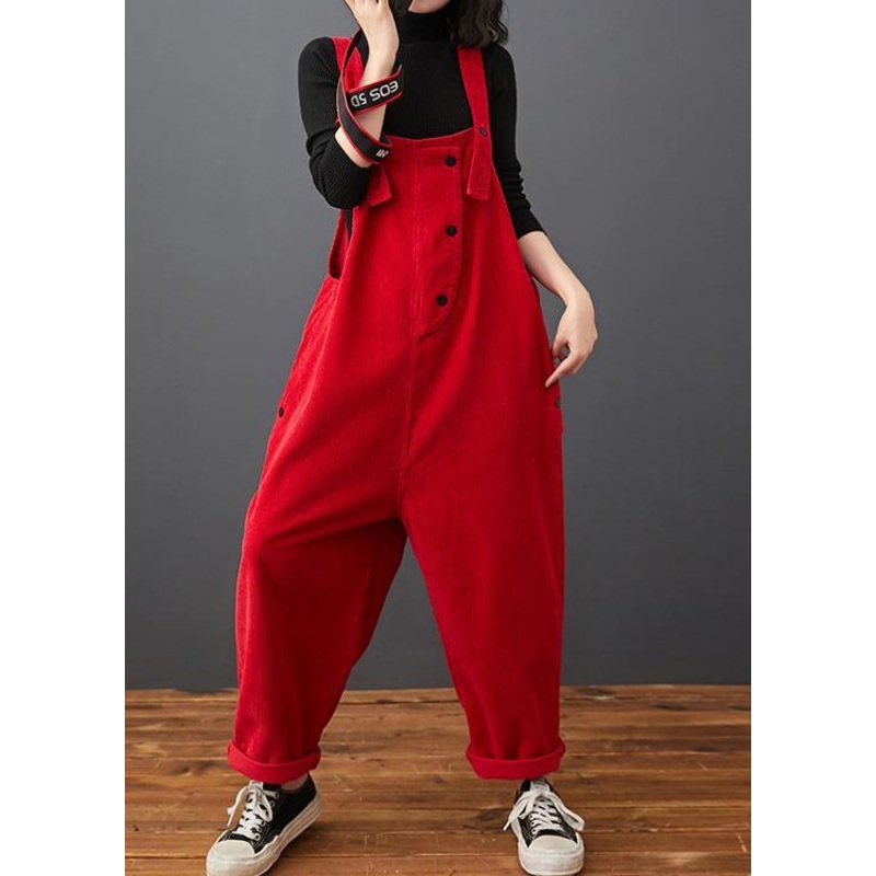 Loose Red Pants Stylish Spring Jumpsuit Pants Work Outfits Women Trousers