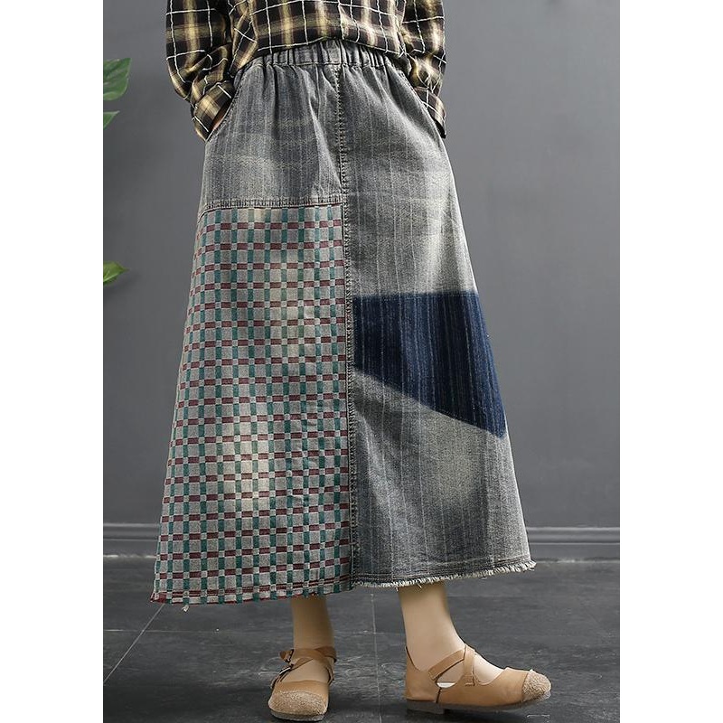 2021 New High Waist Split Long Print Medium Length A-line Skirt