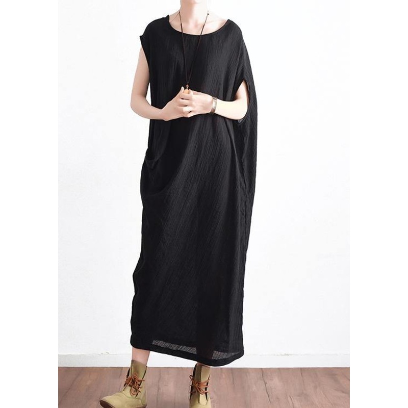 2021 Summer New Cotton Hemp Art Loose Asymmetric Dress