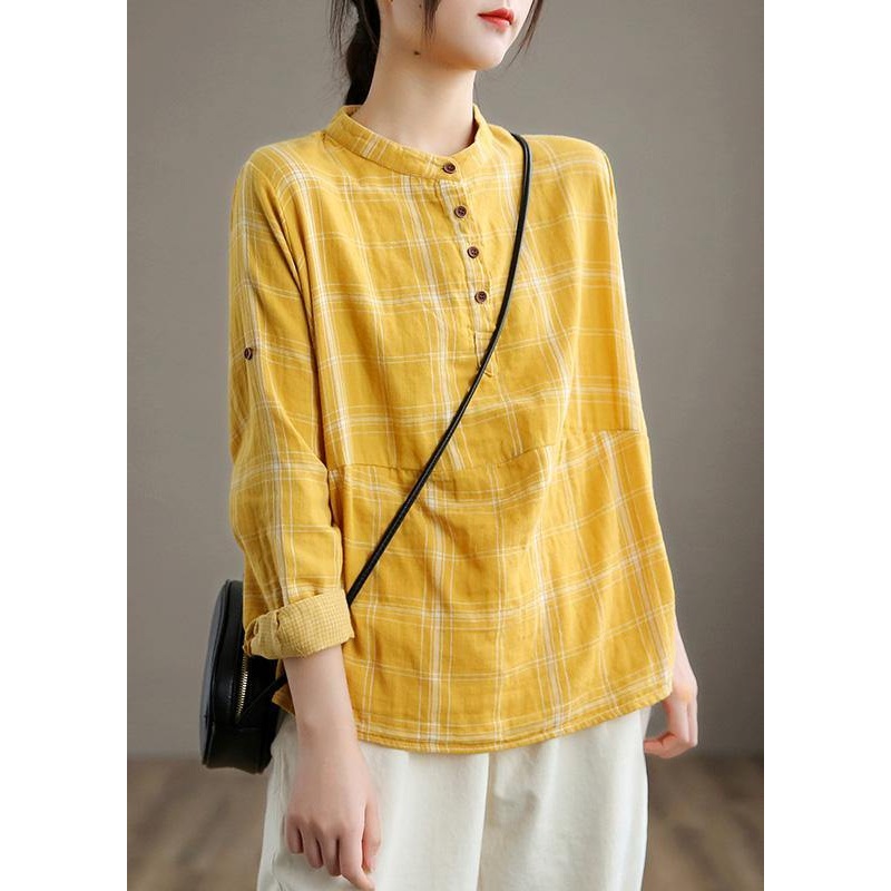 Beautiful Yellow Cotton Shirt Top Casual Style