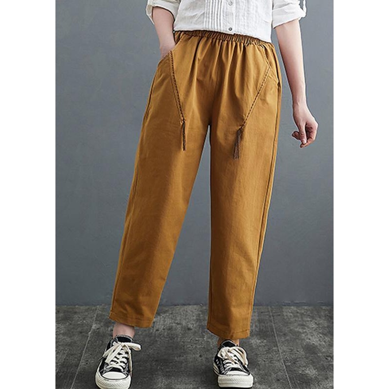 Loose Yellow Pants Trendy Plus Size Spring Casual Gifts Trousers