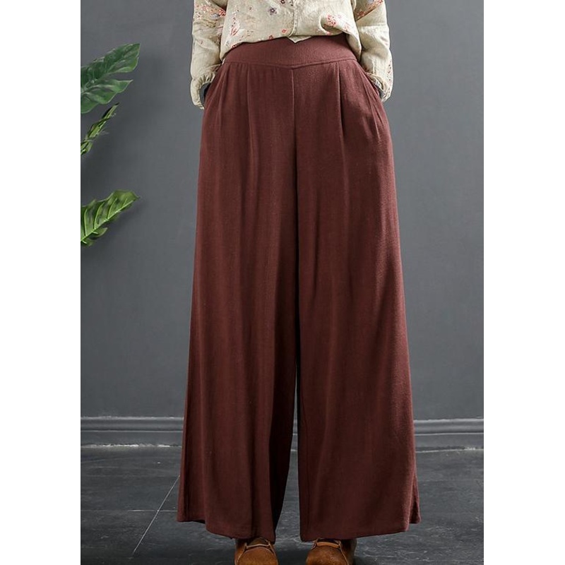 Organic Spring Shorts Slim Wine Red Work Outfits Elastic Waist Pants