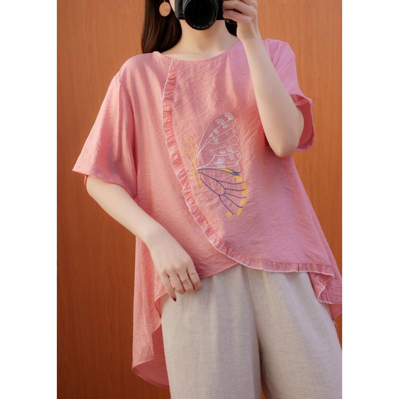 Style Asymmetric Summer Blouse Fashion Ideas Pink Shirt