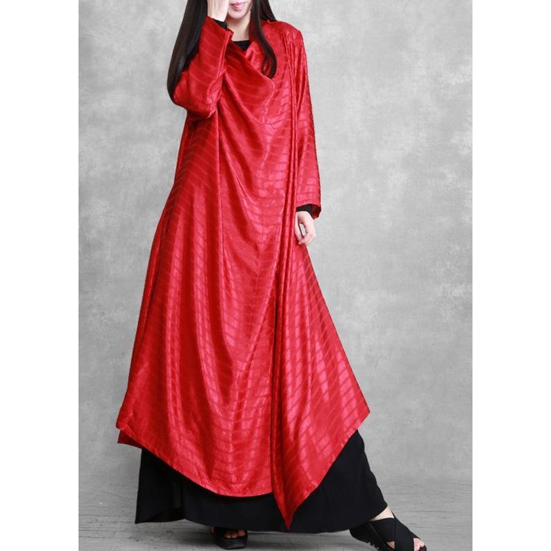 Unique Asymmetric Fabrics Red Striped Maxi Dresses