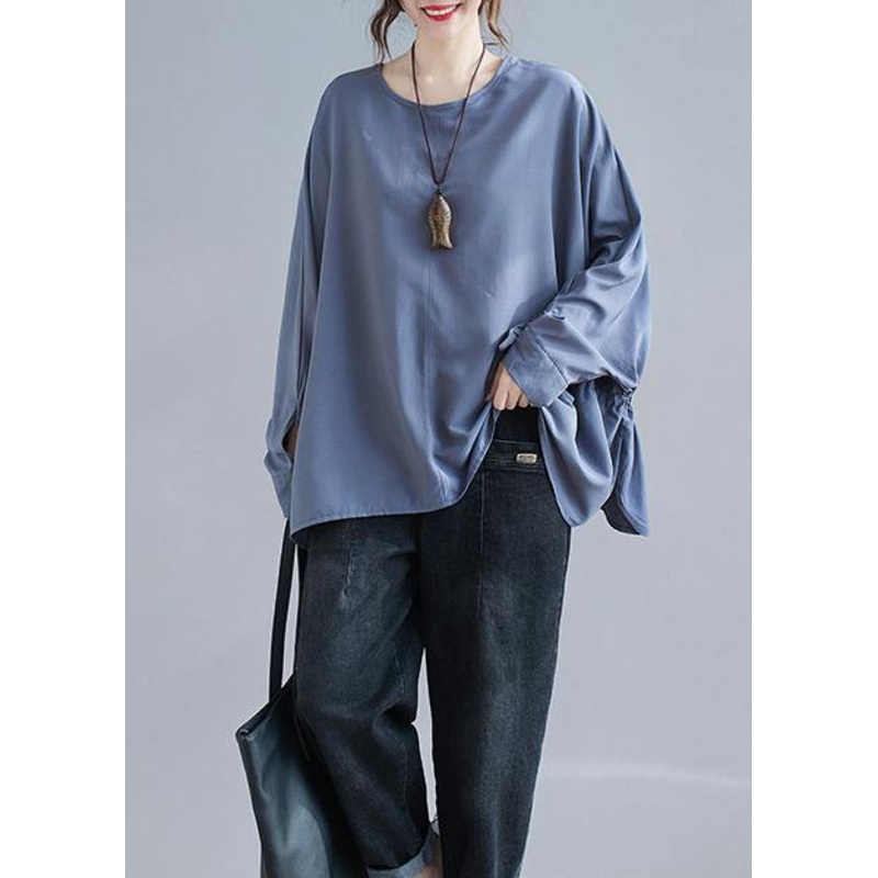 Women Batwing Sleeve Spring Bohemian Tops Blouses Blue