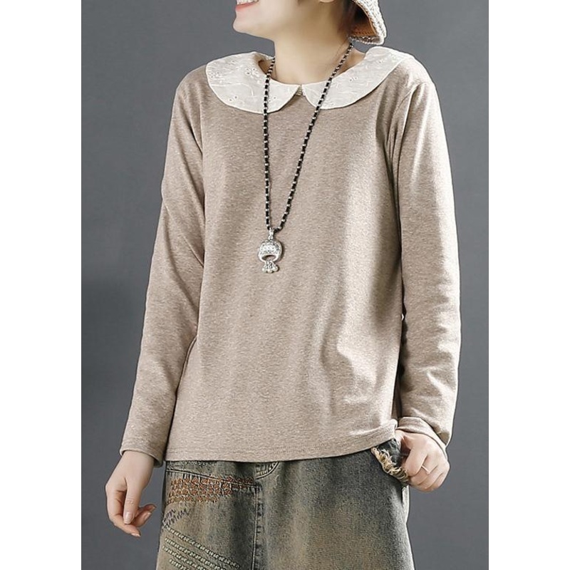 Women Coffee Slim Fit Casual Spring Tops