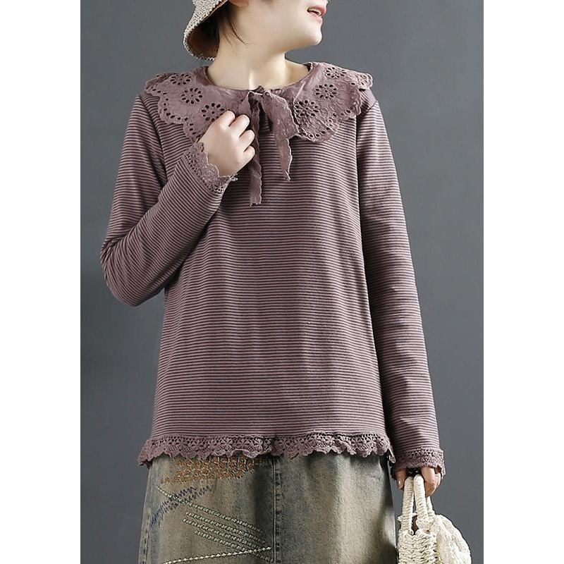 Women Lace Spring Style Shirts Purple Tops