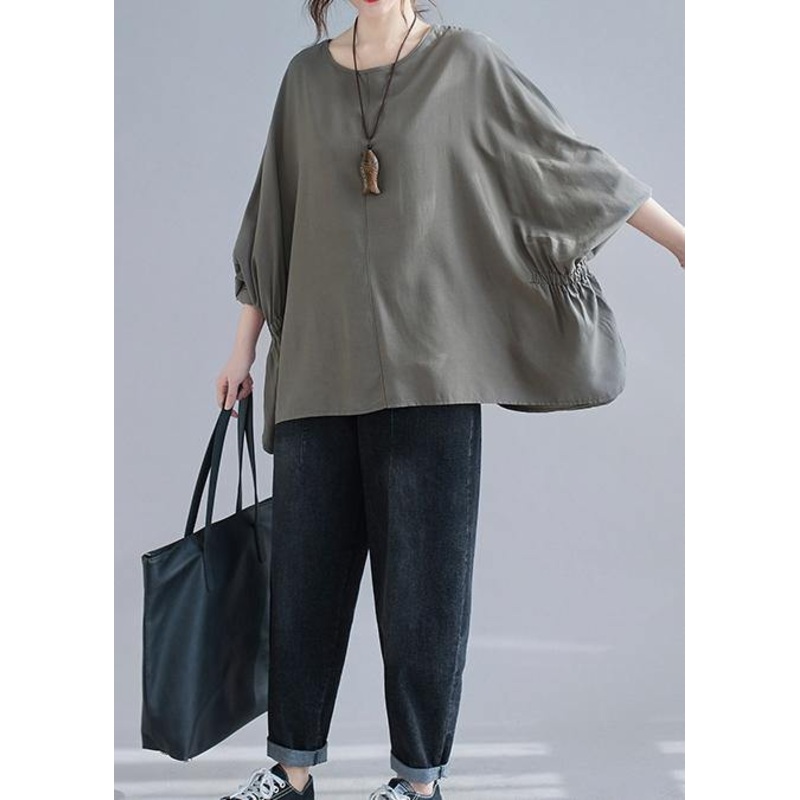 Women O-Neck Solid Spring Unique Tunic Gray Fashion Ideas