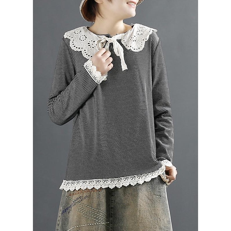 Women Peter Pan Collar Spring Classy Black Top