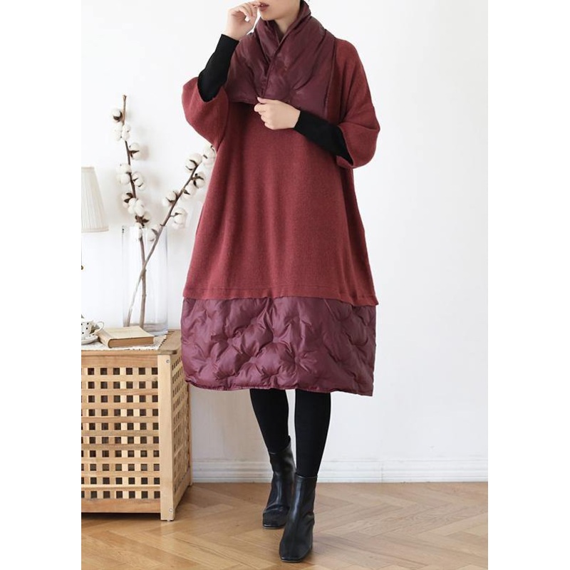 Beautiful Red Half Sleeve Wool Knit Sweater Dress