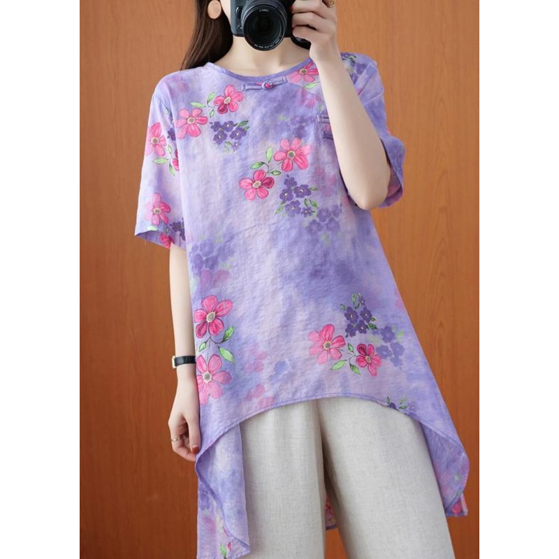 Diy Purple Tunic Pattern Print Art Summer Shirts