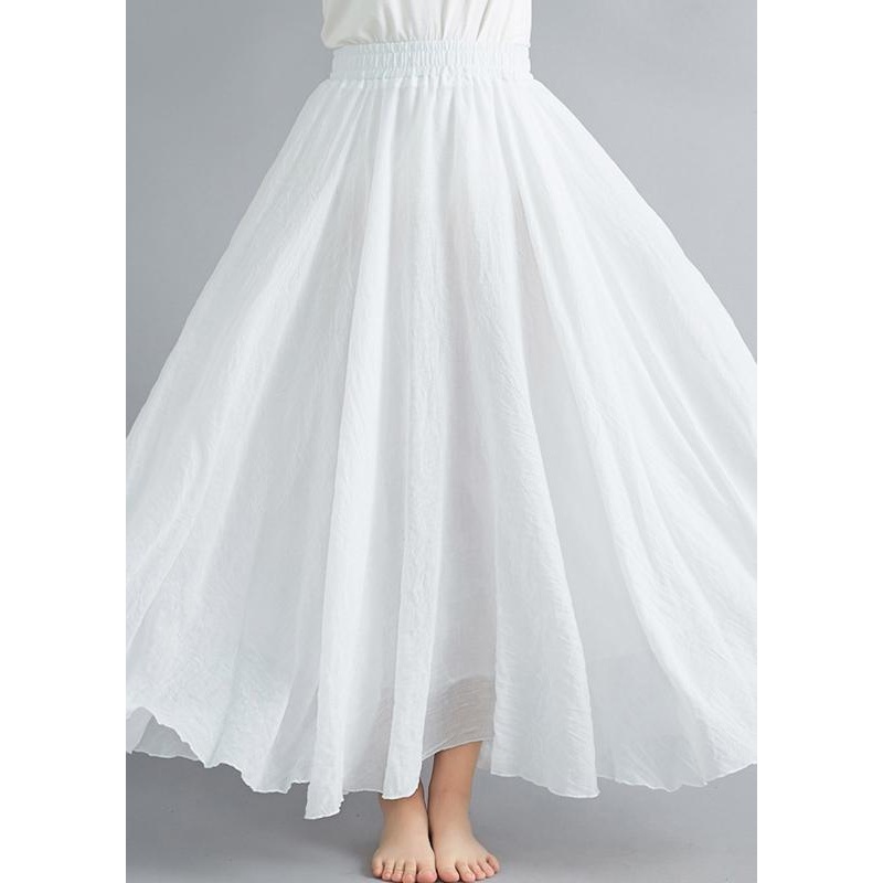 Modern Elastic White Summer Cotton Linen Skirts