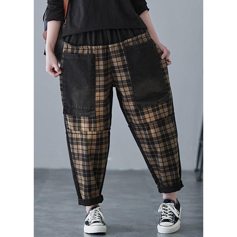 Organic Spring Trousers Oversize Plaid Work Outfits Casual Pant