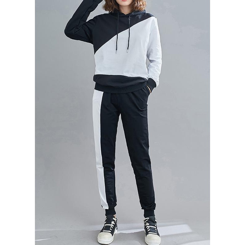 Sports Two Piece Black Spring Loose Style Suit
