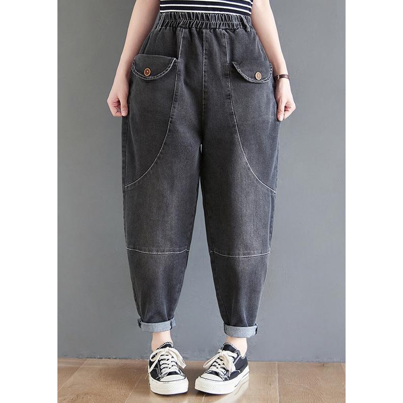 Style Black Jeans Slim Spring Casual Design Pants