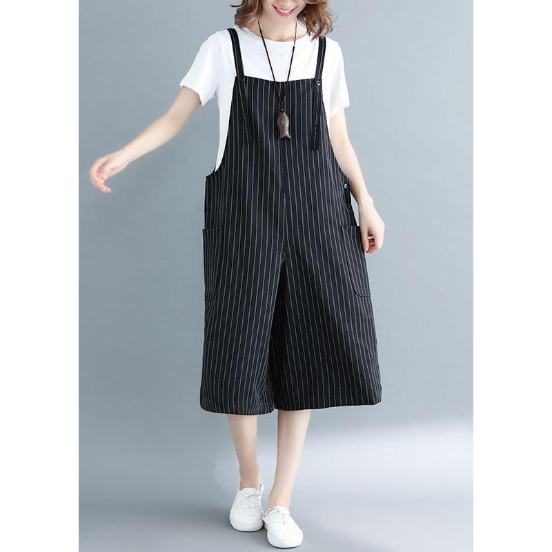 Stylish Black Striped Wide Leg Summer Jumpsuit
