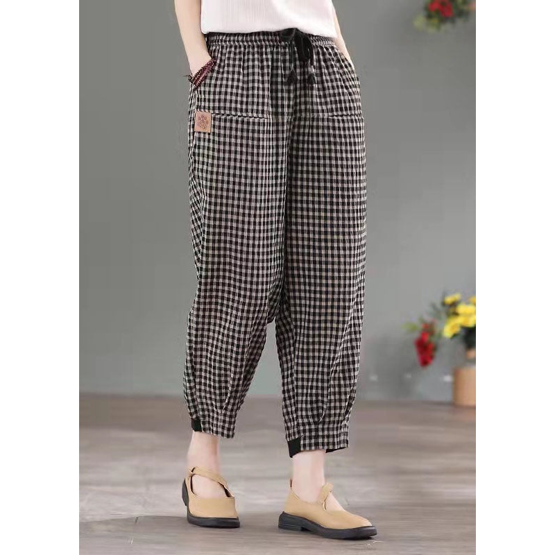 2021 Plaid Thick Elastic Waist Pants
