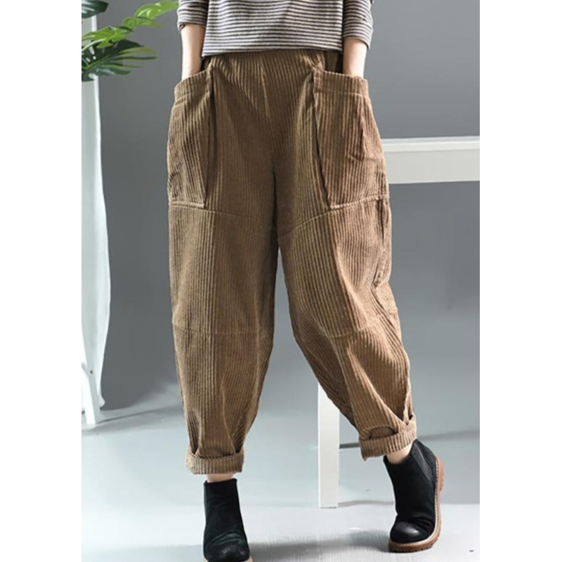 Autumn Solid Color Retro Corduroy Pants